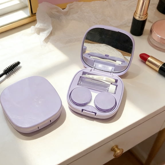 Portable Travel Contact Lens Case with Double Holders and Storage Slot for Daily Use and On-the-Go