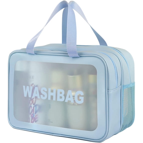 Portable Travel Cosmetic Toiletry Bag with Handle, Matte Translucent Organizer for Toiletries & Daily Accessories