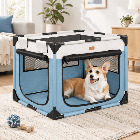 Portable Travel Dog Crate For Large Dogs, Blue, 36.0"L x 25.0"W x 25.0 ...