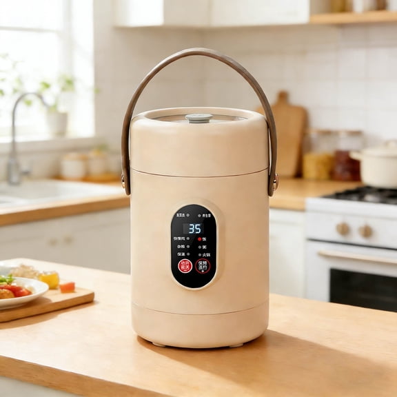 Portable Travel Electric Cooker 1.2L Multifunctional Multifunctional Mini Rice Cooker with Stainless Steel Pot & Steaming Rack Small Hot Pot & Soup Cooker for Dorms Office & Kitchen US Plug(B)