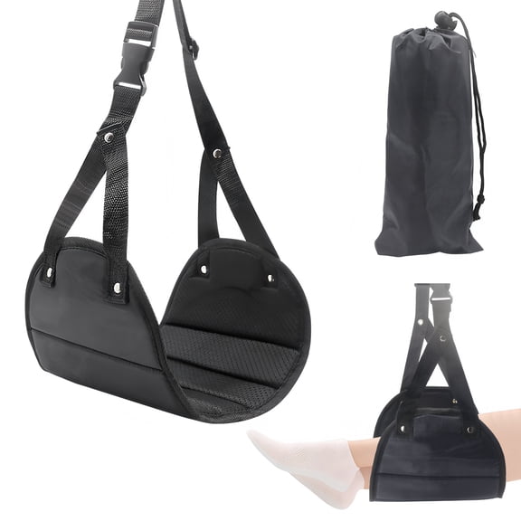 Portable Travel Foot Hammock with Adjustable Straps, Multifunctional Hanging Footrest for Home Office Airplane Car