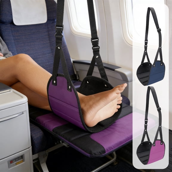 Portable Travel Foot Rest Hammock Foldable Adjustable Leg Rest, Hanging Design, Polyester, Relieves Fatigue For Airplane Car Train Office Desk, 49x43x20cm
