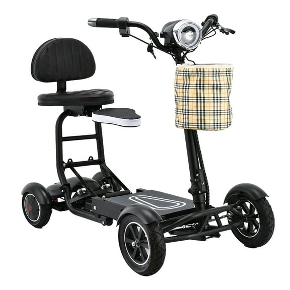 Portable Travel Friendly Mobility Scooter with Double Seats, LED Headlights and Brake Lights - Matte Black