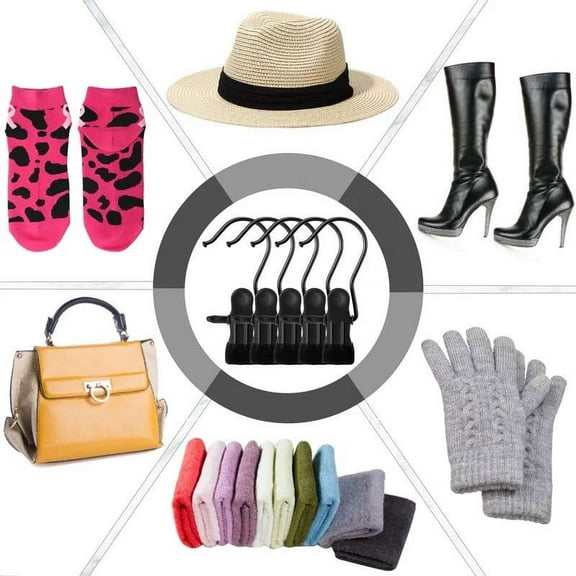 Portable Travel Hangers Clips | 20-Piece Space Saving Boot & Closet Organizer | 360 Rotating Hook & Non-Slip Clip for Towels, Socks, Hats & Jeans