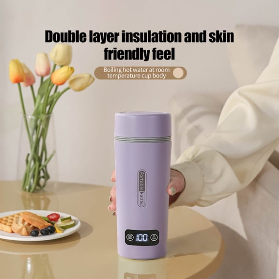 Portable Travel Kettle, Mini Tea Coffee Kettle, 350ml Water Boiler, Smart Temperature Control, USB Charging for Home Office and Travel