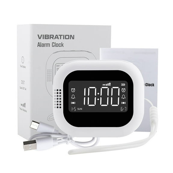 Portable Travel LCD Display Vibrating Alarm Clock with Rechargeable Snoozes Function and Lanyard Gifting