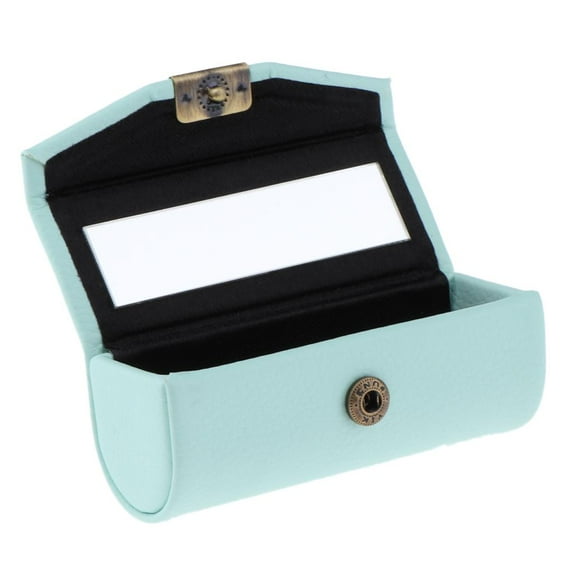 Portable Travel Lipstick Case Made Of Lipstick Box With Mirror And Push Button LightCyan