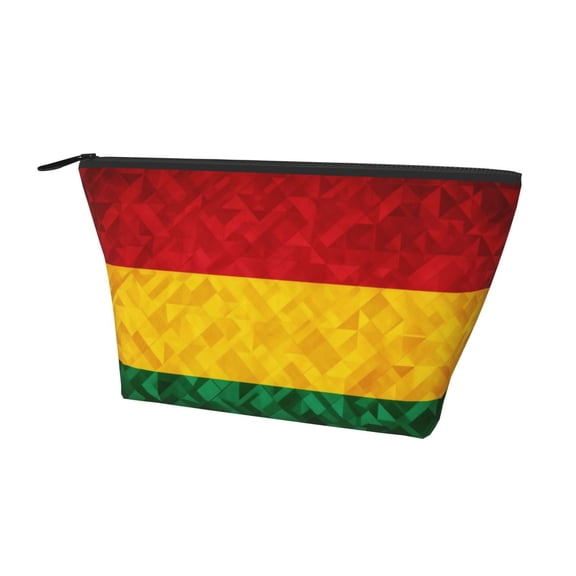 Portable Travel Makeup Bag Retro Reggae-Rastafarian Flag Printed Toiletry Pouch Cosmetic Organizer For Women