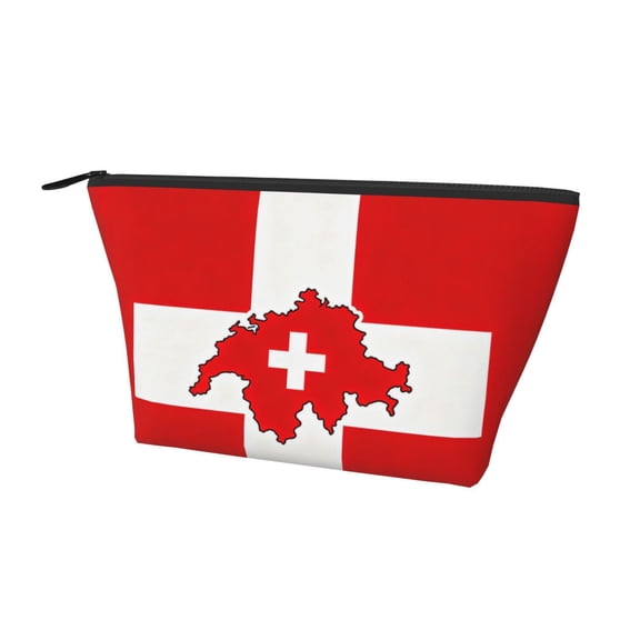 Portable Travel Makeup Bag Switzerland Swiss Map Flag Printed Toiletry Pouch Cosmetic Organizer For Women