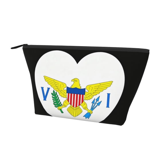 Portable Travel Makeup Bag Us Virgin Islands Badge-Flag Printed Toiletry Pouch Cosmetic Organizer For Women