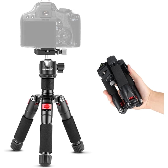 Portable Travel Mini Tabletop Tripod, Aluminum Alloy 20''/ 50cm Desktop Desk Tripod with 360 Degree Ball Head, 1/4" Quick Shoe Plate for DSLR Camera Video Camcorder, Max Load 11 lb/5 kg