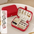 thumbnail image 1 of Portable Travel Minimalist Jewelry Box - Compact Storage Case for Rings, Necklaces/Earrings, Durable Hard-Shell Jewelry Organizer for Travel & Daily Use, Perfect for Jewelry Lovers, 6*4*2in, Red, 1 of 7