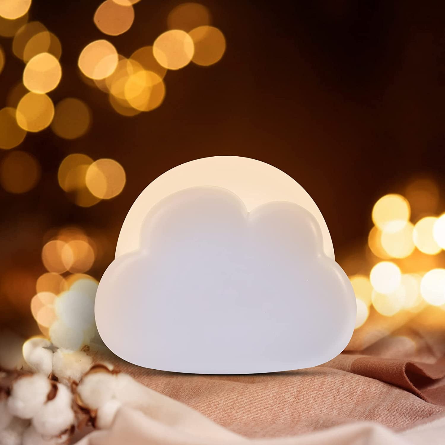 Portable Travel Night Light, Rechargeable Cloud Night Light for Breastfeeding, Travel Night Light, Children's Bedside Lamp, Baby Room Decor Light, Newborn Girl Gift (White)