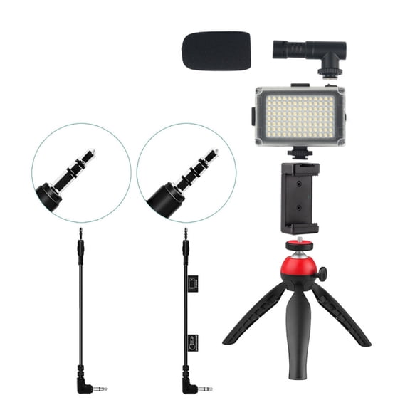 Portable Travel Shooting Beauty Phone Stand Microphone Fill Light-Black/ Blue/ Red Phone Tripod Adjustable Camera Stand