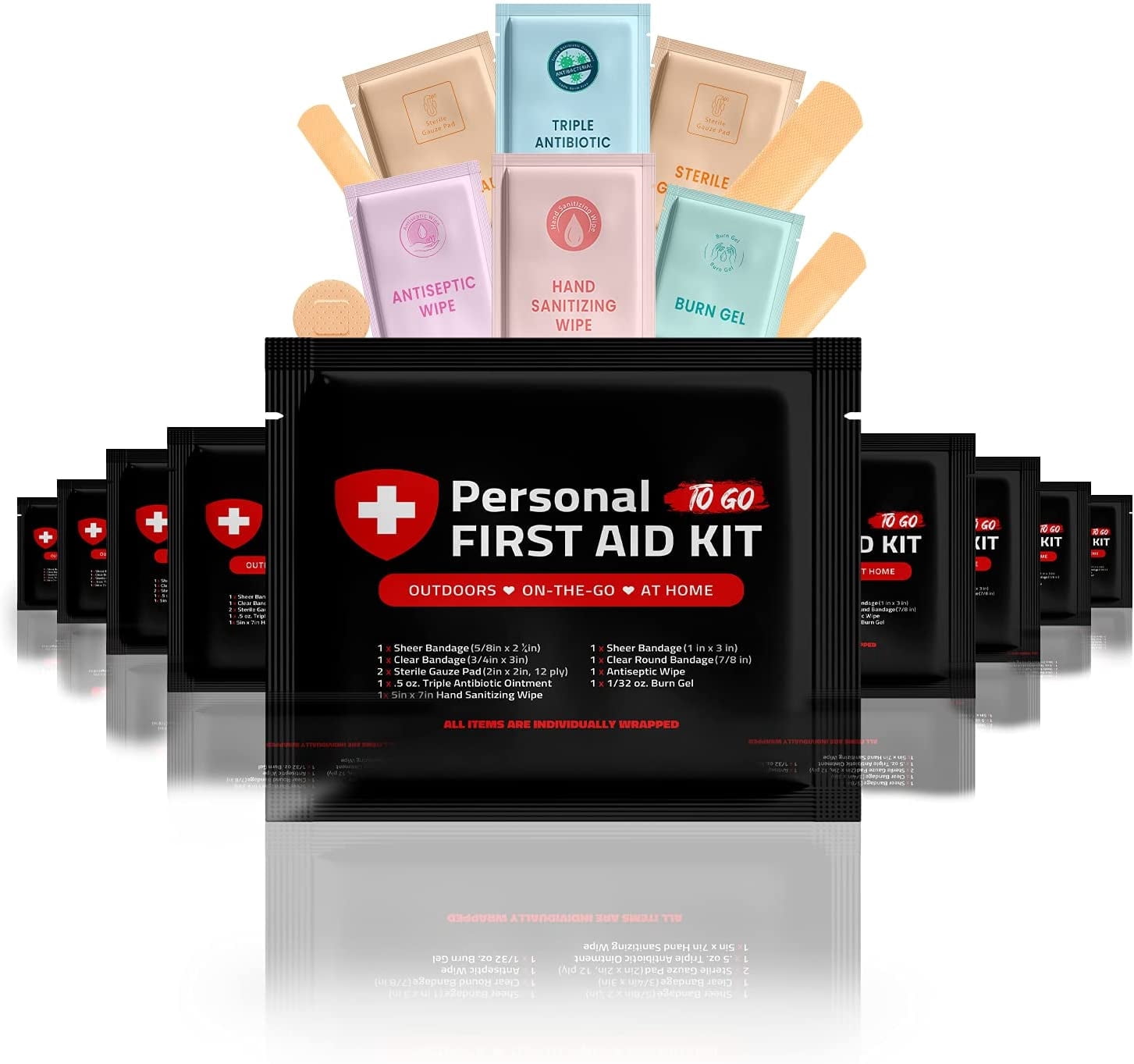 Portable Travel Size First Aid Kit - 10 Pack BLACK