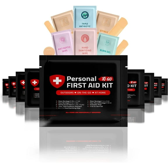 Portable Travel Size First Aid Kit - 10 Pack BLACK