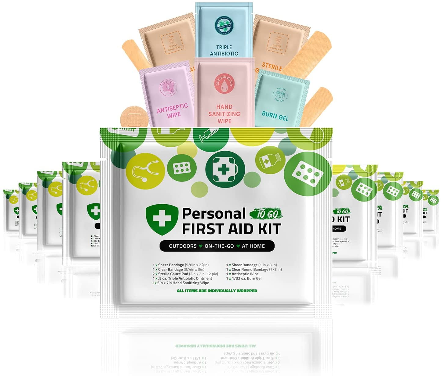 Portable Travel Size First Aid Kit - 10 Pack GREEN