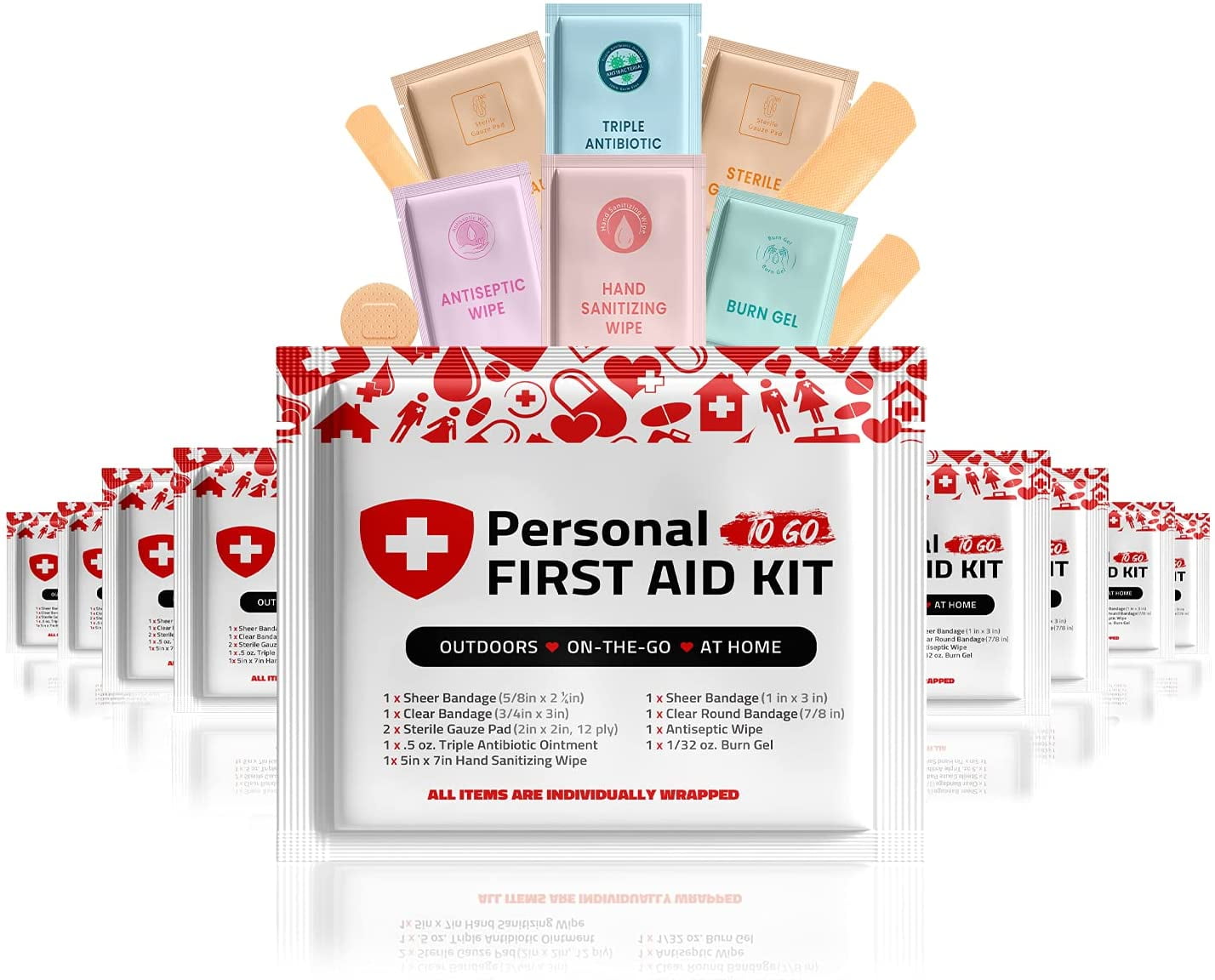 Portable Travel Size First Aid Kit - 10 Pack