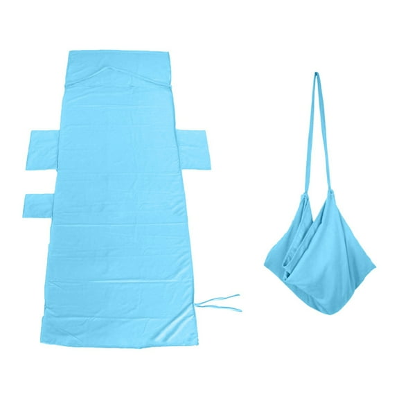 Portable Travel Sleeping Bag Liner Lightweight Soft Fabric Envelope Style with Pillow Pocket and Side Openings for Indoor Outdoor Use