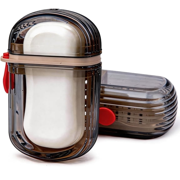 Portable Travel Soap Container with Drain Tray, Leak Proof Soap Holder Box with Lid for Camping, Gym, Business Trip, Bathroom & Outdoor Use