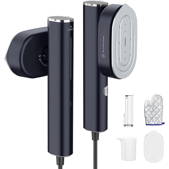 Portable Travel Steamer for Clothes, 1200W Garment Steamer & Iron, Fast 10s Heat-Up, Vertical & Horizontal Use, Compact for Home, Office & Travel (110120V)