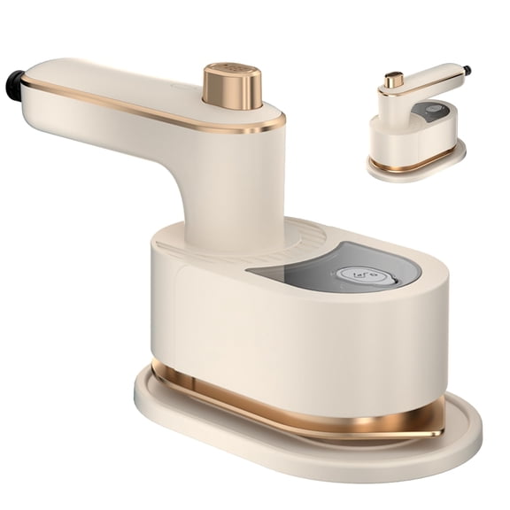 Portable Travel Steamer Iron, 30S Quick Preheat Mini Steam Ironing Machine with 360 Rotating Handle for Wrinkle Removal Must-Have for Travel, Dorm, Office & Home (Beige)