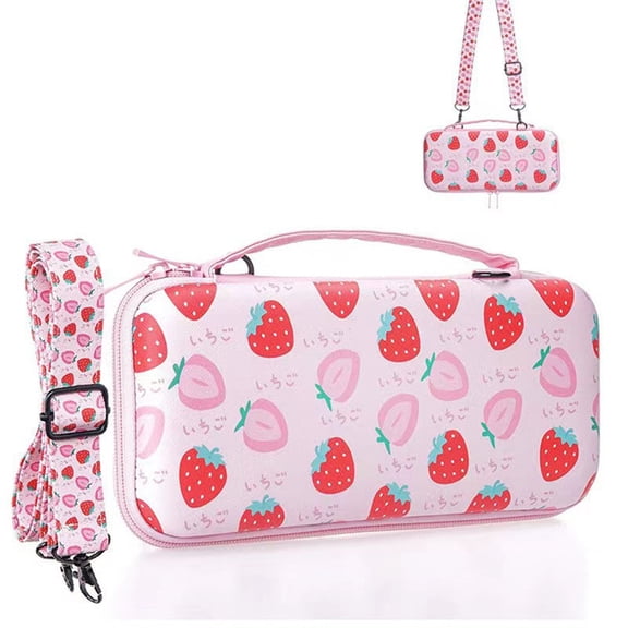Portable Travel Storage Case for Switch/Lite/OLED Crossbody Shoulder Bag Game Console Accessories-Pink