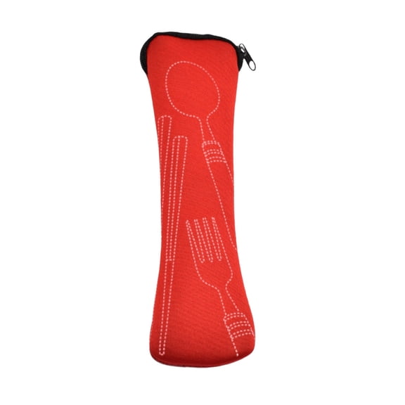 Portable Travel Tableware Carrying Storage Case,8" Zipper Silverware Storage Bags,Flatware Organizer Sleeves for Cutlery & Utensils Kit,Teaspoons,Spoon Fork in Camping Travel Picnic Office(Red)