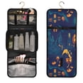 thumbnail image 1 of Portable Travel Toiletry Bag Roll up Makeup Bag Spacious Hanging Hook Makeup Bag for Travel Gym Camping Black Haunted House, 1 of 9