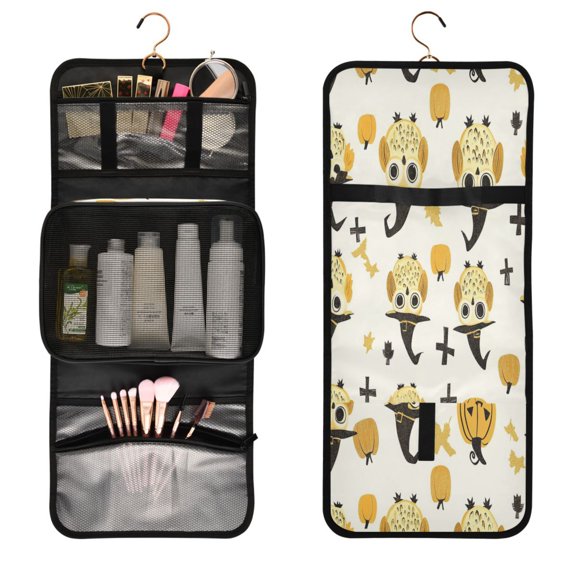 Portable Travel Toiletry Bag Roll up Makeup Bag Spacious Hanging Hook Makeup Bag for Travel Gym Camping Owls Pattern