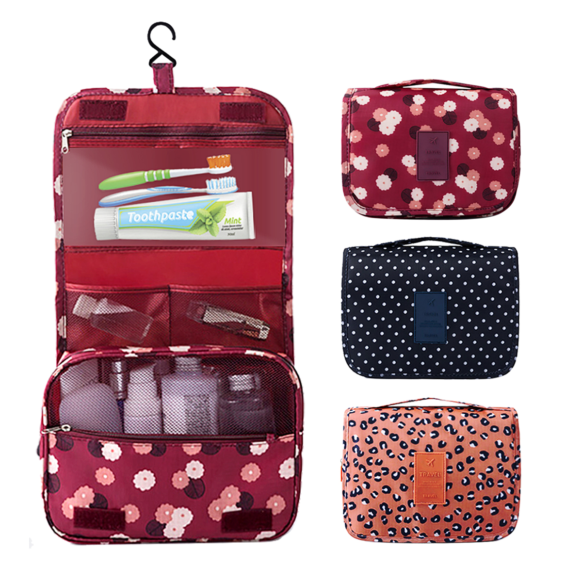 Portable Travel Toiletry Bag Travel Home Organizer Carry Cosmetic Makeup Bag, Wash Organizer Storage Handbag Pouch Bag - image 1 of 7