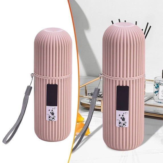 Portable Travel Toothbrush Holder Case, All-in-One Toothpaste and Mouthwash Cup for Camping and Trips