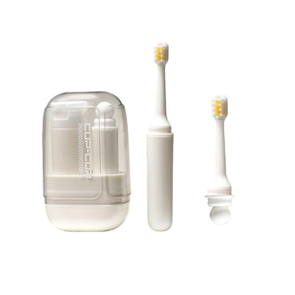 Portable Travel Toothbrush Set - Toothbrush Refill Bottle Mouthwash Cup, Compact Detachable Design, Free Replacement Brush Head (White)