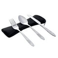thumbnail image 1 of Portable Travel Utensils Set with Case,Reusable Office Flatware Set,Healthy Travel Cutlery Set 3 PCs Stainless Steel Fork, Spoon,Knife Cutlery Ideal for Travel, Lunch Box and Camping (Black-3PCS), 1 of 7