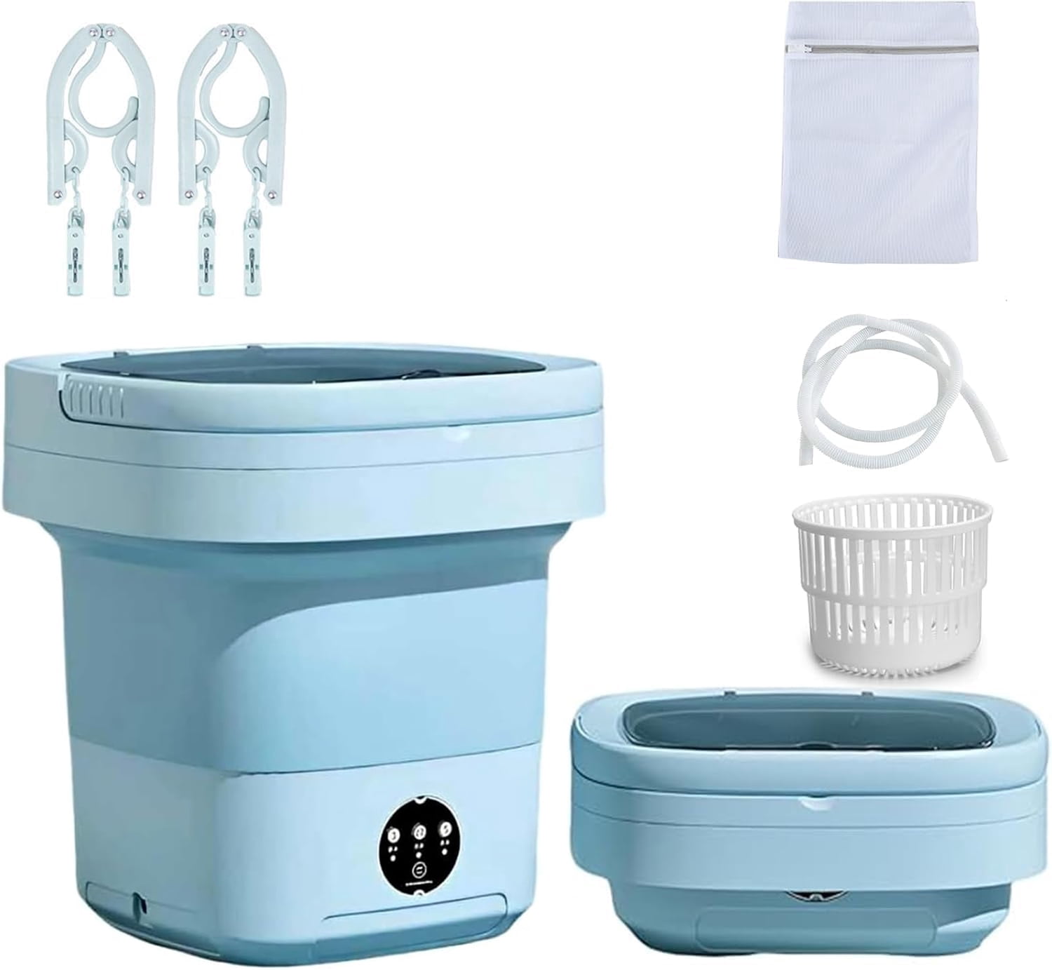 Portable Travel Washing Machine, 11-Liter Mini Foldable Washer with Spin Dry Function, Compact, Ideal for Apartments Dormitories Hotels, Camping