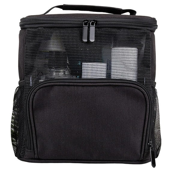 Portable Travel multiple pocket Oxford Cloth Cosmetcis Bag Toiletry Bag Large Capacity Water-resistant Hanging Cosmetic Train Makeup Case for Woman Black