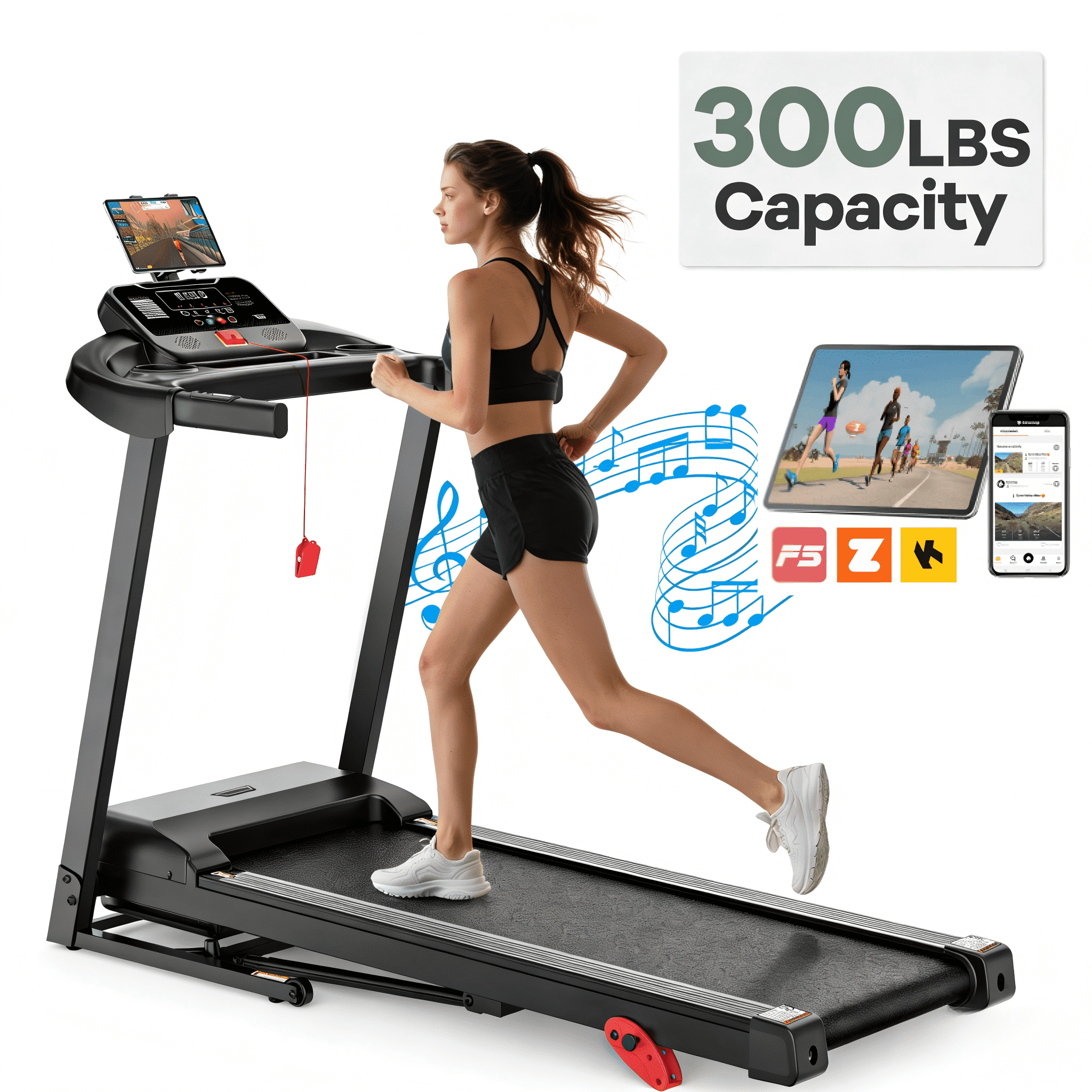 Portable Treadmill with Incline, 3.25HP Walking Pad with Handle Bar, 3-in-1 Foldable Treadmill for Home Office Small Space with Quiet Brushless, 300 LBS Capacity
