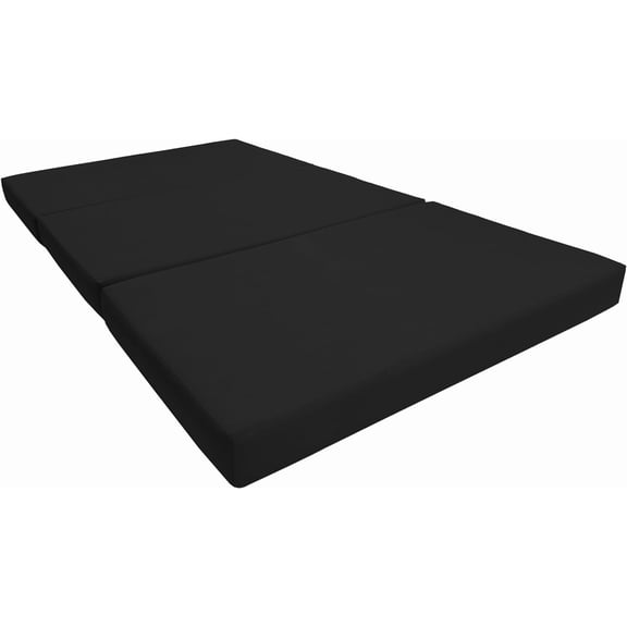 Portable Trifold Mattress, Foldable Foam Mattresses Small Space Saving Guest, Floor Fold Out Bed Ottoman, 4 inch Folding Cushion Pad Camping RV (Twin Size 4x39x75, Black)