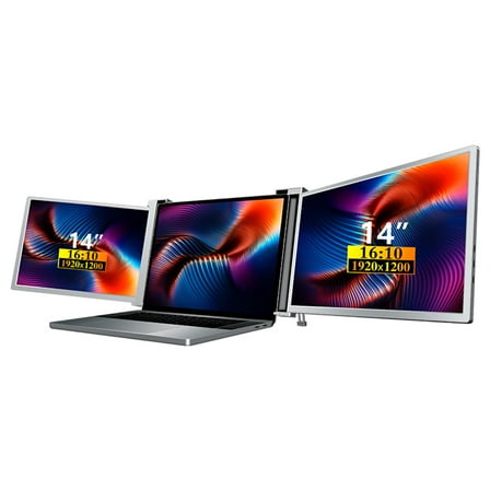 Portable Triple-screen Laptop Expansion - 14 inch - 1920*1200 Resolution - Easy Installation - Compatible with 15-17 inch Laptops - Walmart Compliant