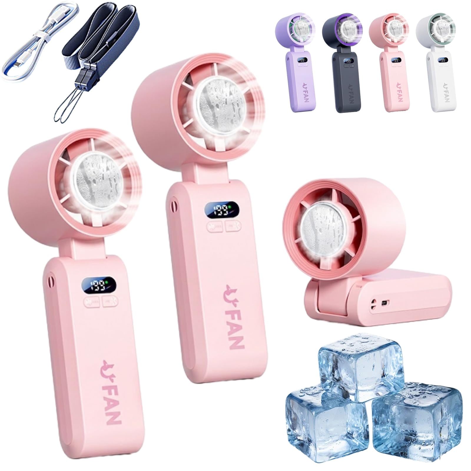 Portable Turbo Fan, Fast Cooling Handheld Fan with Lanyard 199 Gears, 3 ...