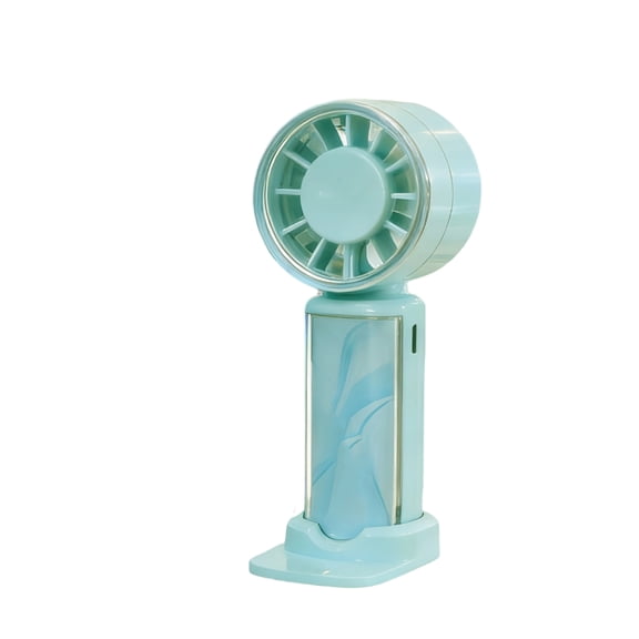 Portable Turbo Fan, Handheld Fan with Strong Airflow, Foldable 4 in 1 Personal Fan for Neck, Desk & Travel, USB-C Rechargeable, Lightweight for Summer, Concerts & Outdoor Use(Cyan)