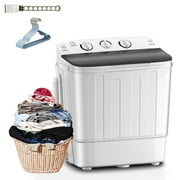 Dimedeal Portable 18lbs Twin Tub Mini Washing Machine, 11lbs Washer & 7lbs Spinner with Drying Rack&Hangers
