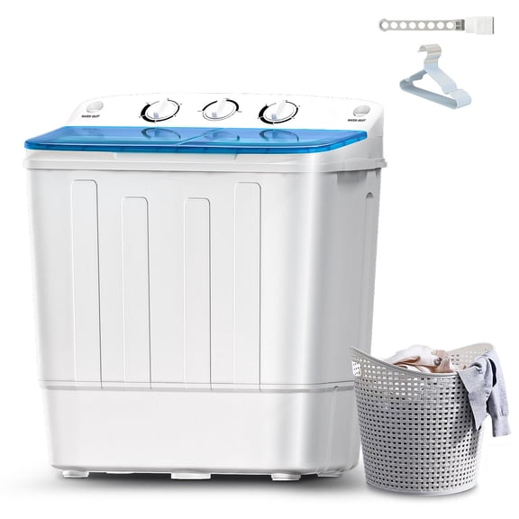 Dimedeal Portable Twin Tub Mini Washing Machine, Washer & Spinner with Drying Rack & Hangers