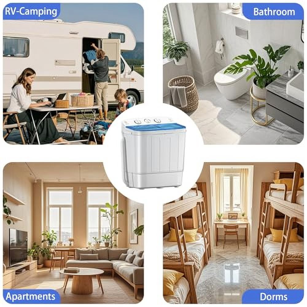 Portable Twin Tub 18lbs Washing Machine with Drying Rack, 11lbs Washer ...