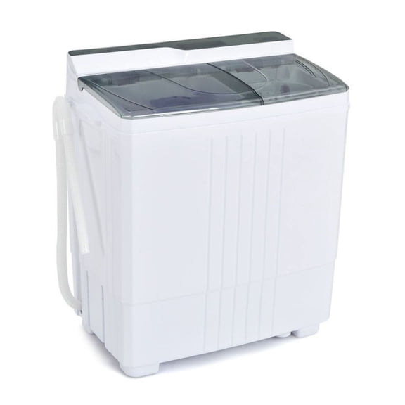 Portable Twin Tub Washing Machine - 14.4lbs Washer/6.6lbs Dryer - Timer Control, Drain Pump, Compact Laundry for Apartments, RV, Gray/White