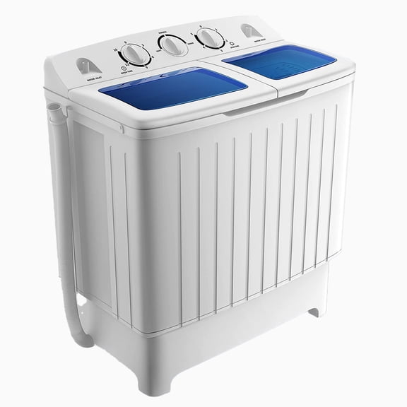 Portable Twin Tub Washing Machine 20 Lbs, 12 Lbs Washer and 8 Lbs Spinner, Compact Laundry Solution for RV Travel Apartments Dorms, Durable Timer Control, White