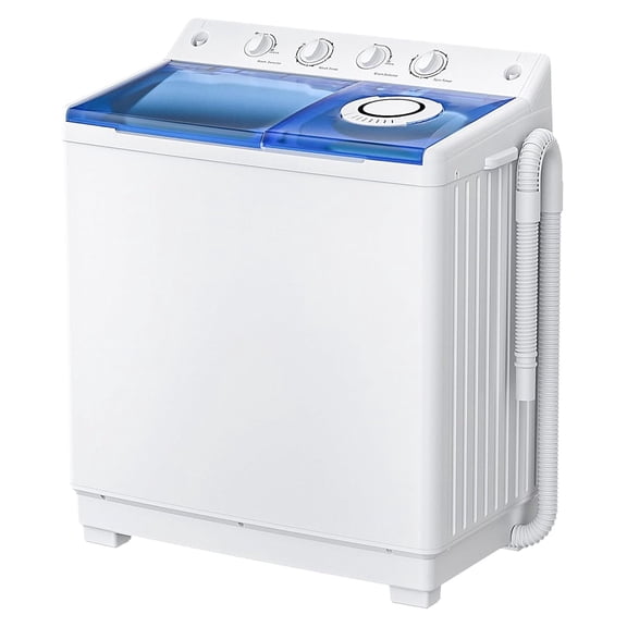 Portable Twin Tub Washing Machine, 40 Lbs Capacity Compact Washer with Spinner, 24 Lbs Wash and 16 Lbs Spin, 1300 RPM Motor, Drain Pump with 4ft Hose, Space Saving for Apartments Dorms RVs