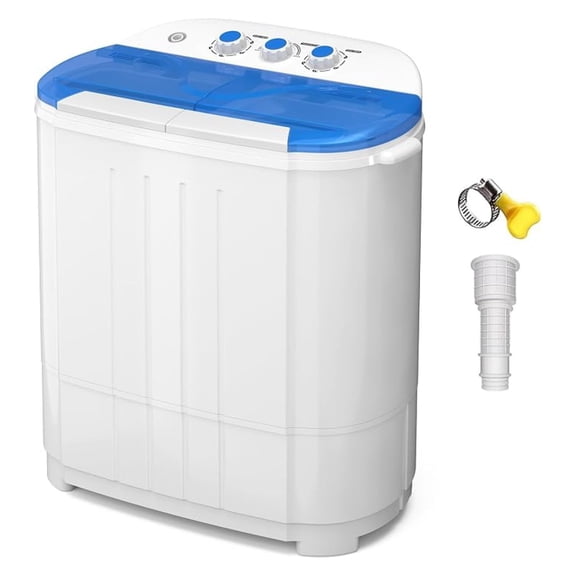 Portable Twin Tub Washing Machine, Compact Washer Spinner Combo, 14lbs Capacity, 9Lbs Washer & 5Lbs Spinner Dryer for Apartments, RVs, Dorms