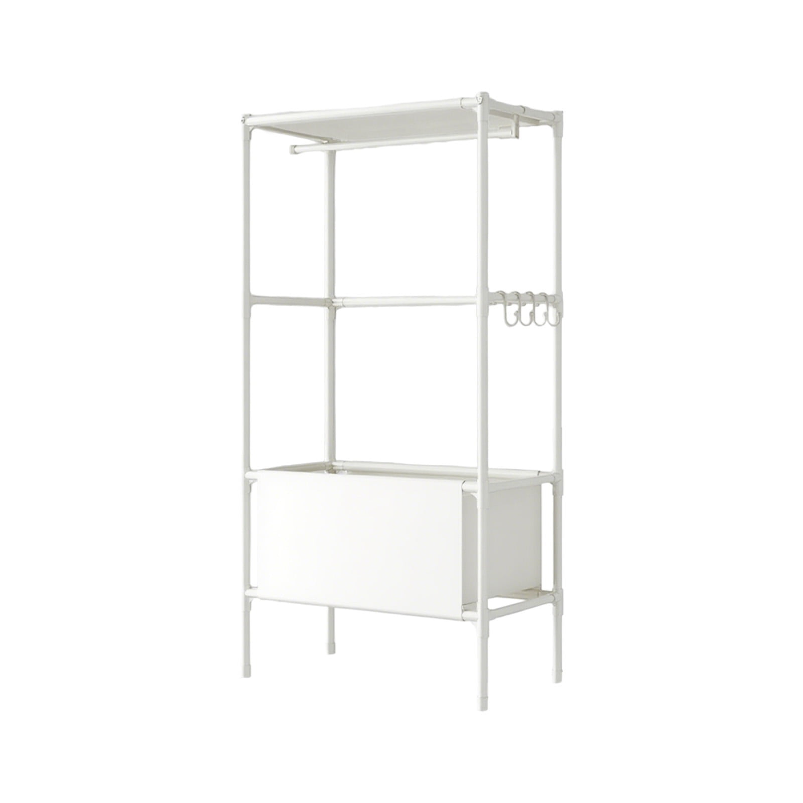 Portable Two Tier Wardrobe, Freestanding Clothes Rack with Shelves and ...