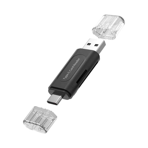Portable Type C Double Slot Card Reader For Smartphone Cameras File Transfers